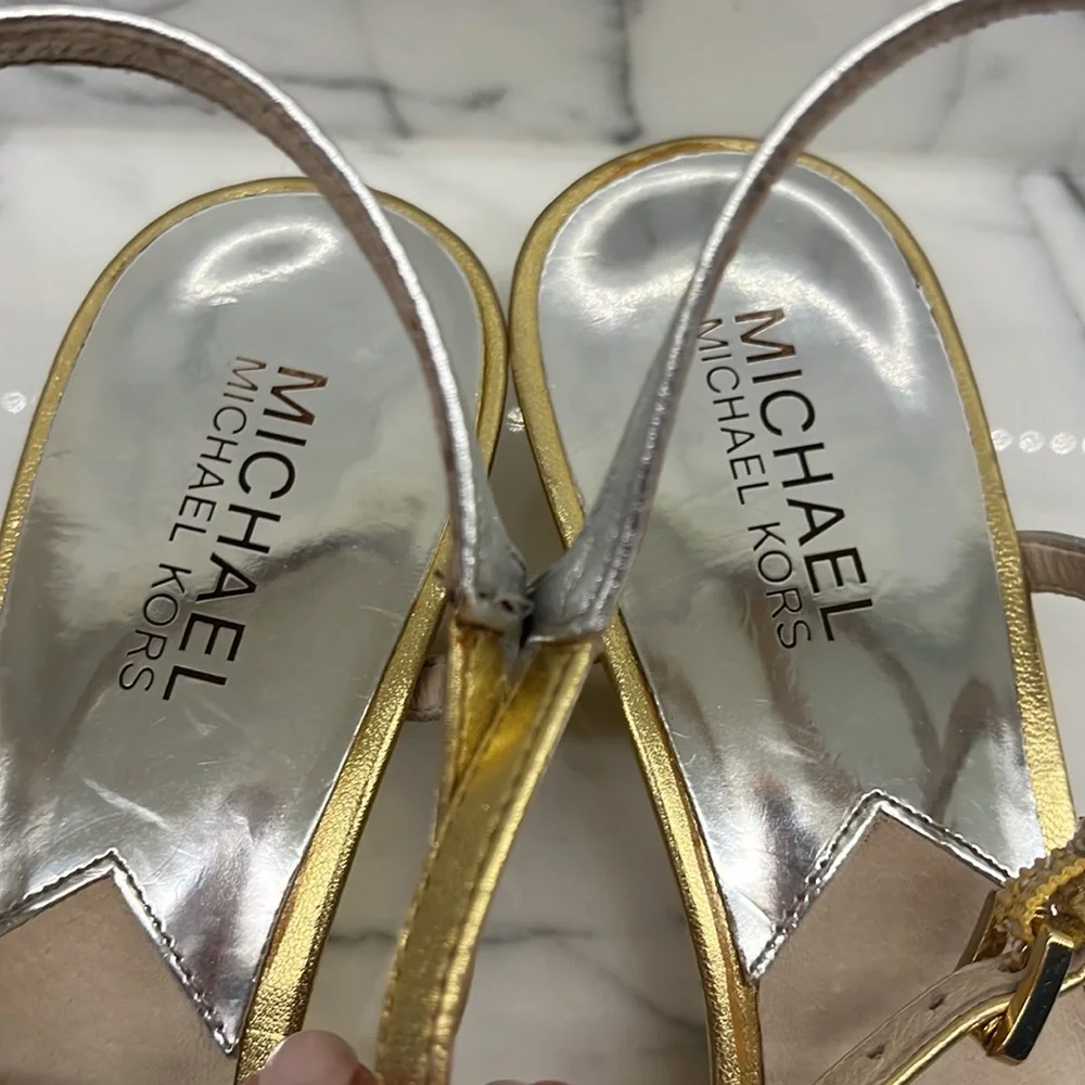 Michael Kors Gold and Silver Strappy Sandals - Picture 4 of 8